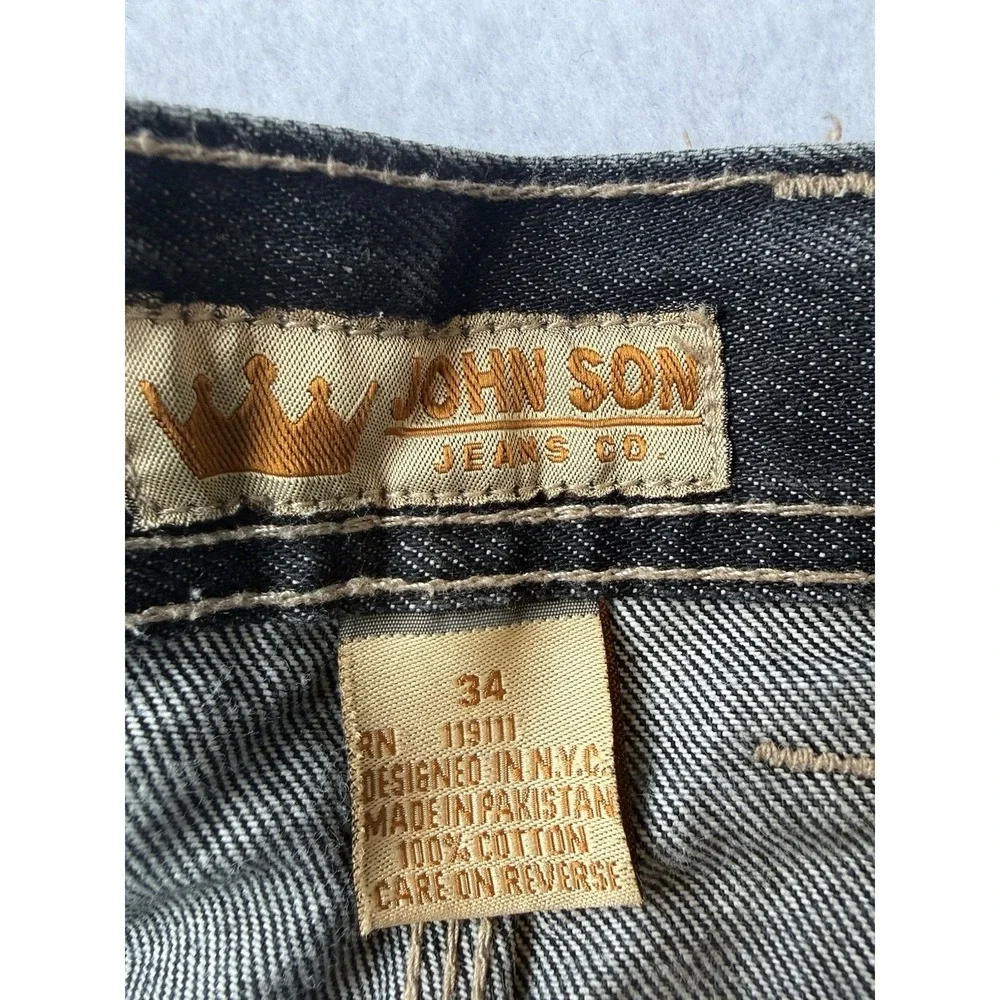 Y2K Black Baggy Denim Jorts Mens 34 Skater Hip Hop Grunge Streetwear